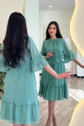 فستان ميدي مكشكش