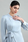فستان كريب حرير لف سماوي