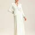 فستان كريب ابيض انيق 